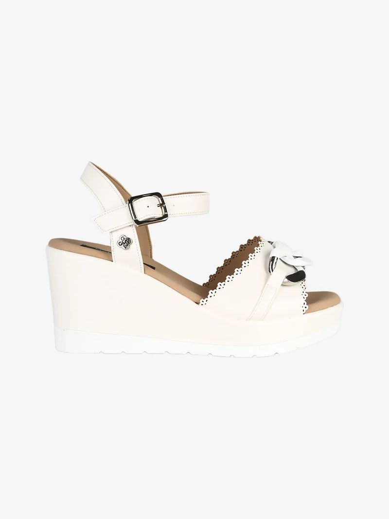 Sandali da donna con zeppa - panna