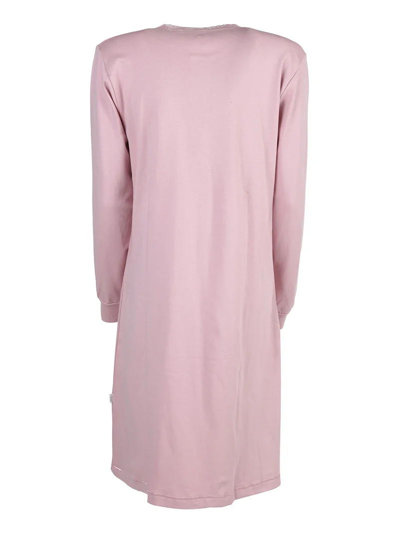 Camicia da notte a maniche lunghe in cotone interlock - rosa