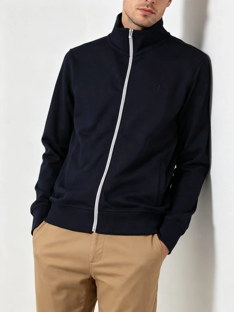 Felpa da uomo full zip - blu scuro