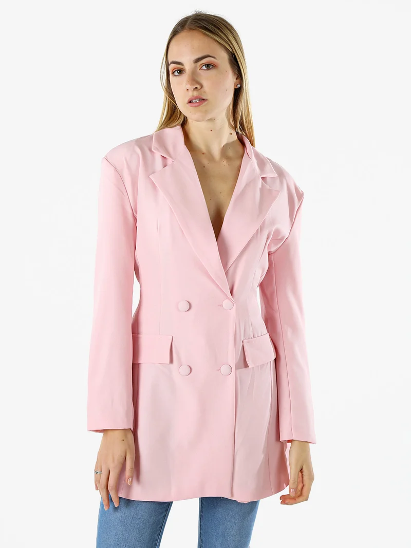Blazer donna elegante a doppiopetto - rosa