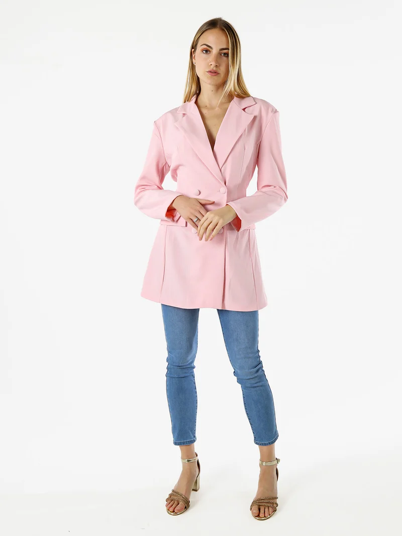 Blazer donna elegante a doppiopetto - rosa
