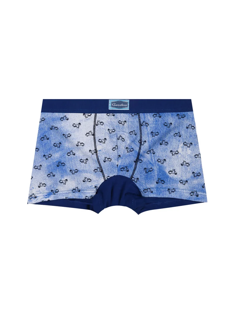 Boxer da bambino in cotone con stampe - blu