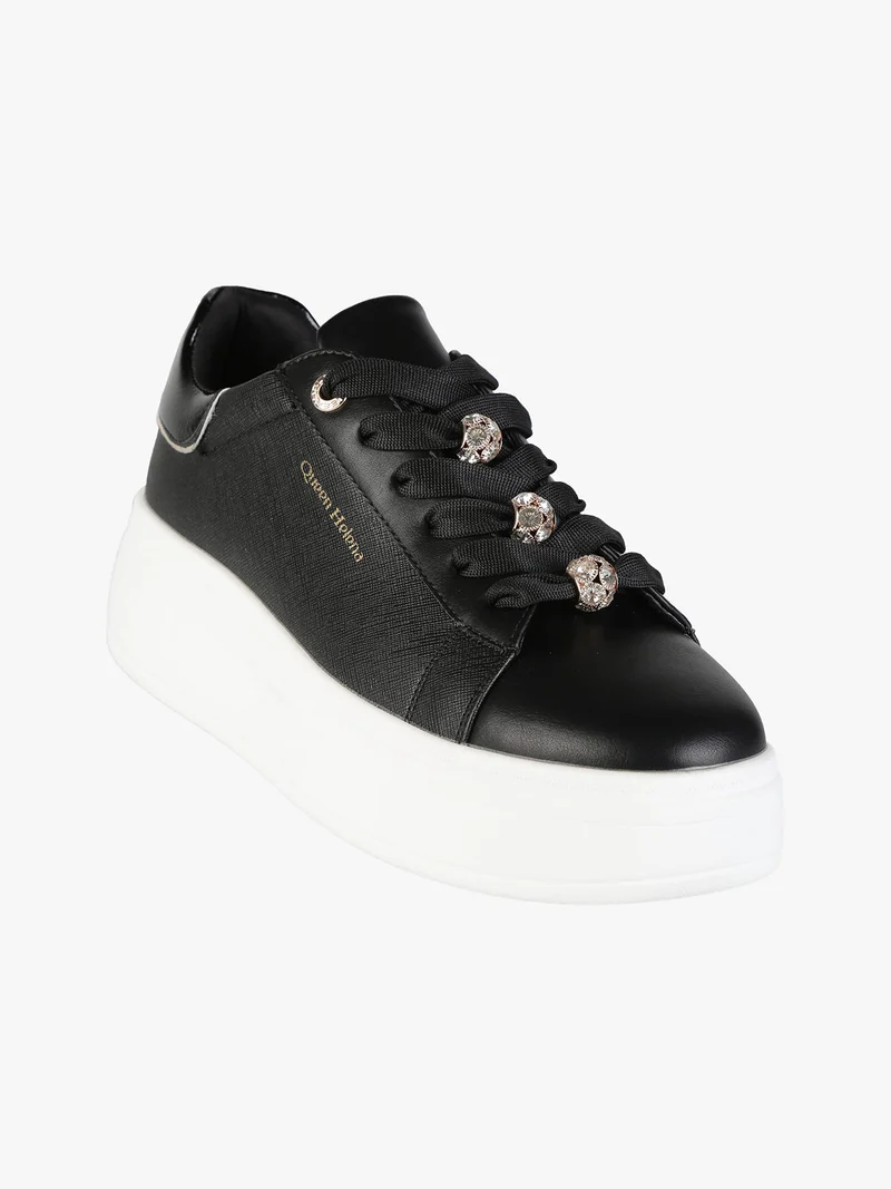 Sneakers donna gioiello con platform - nero