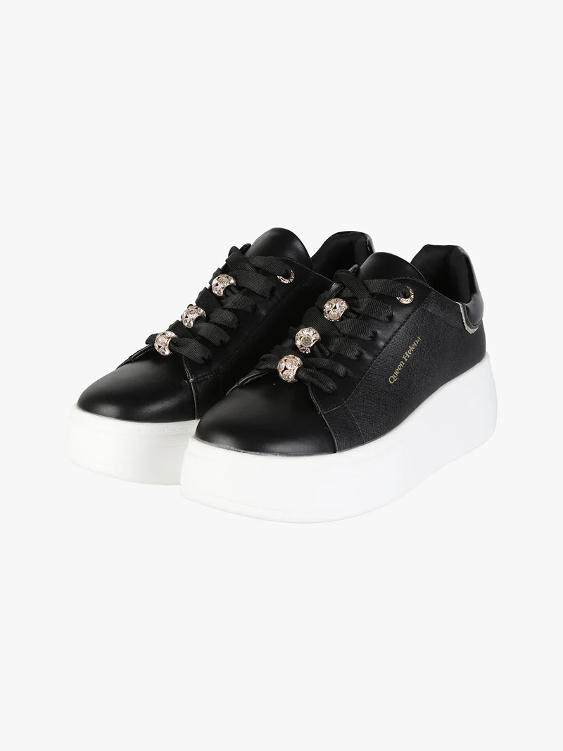 Sneakers donna gioiello con platform - nero