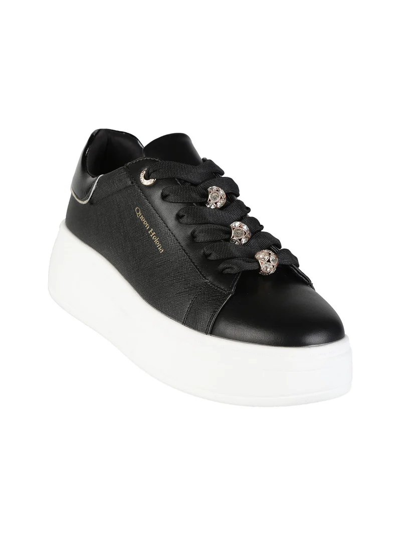 Sneakers donna gioiello con platform - nero