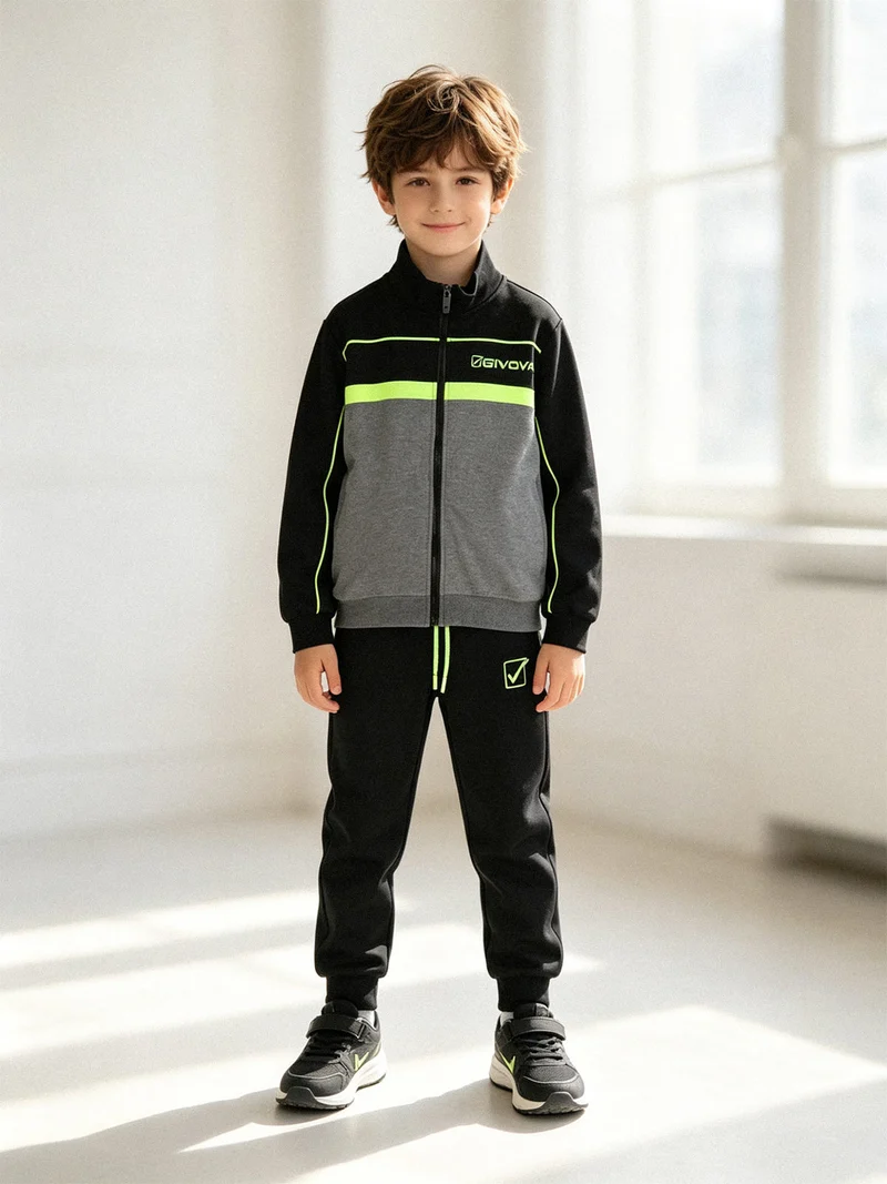 Completo tuta 2 pezzi da bambino con zip - verde chiaro