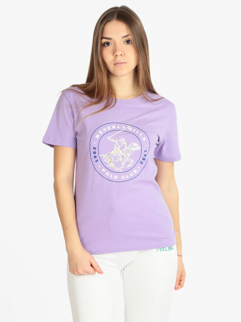 T-shirt donna con stampa logo - lilla