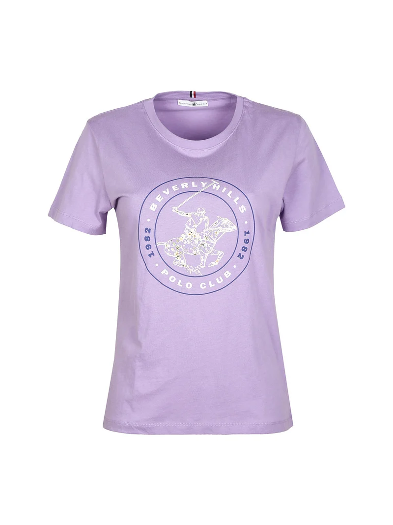 T-shirt donna con stampa logo - lilla