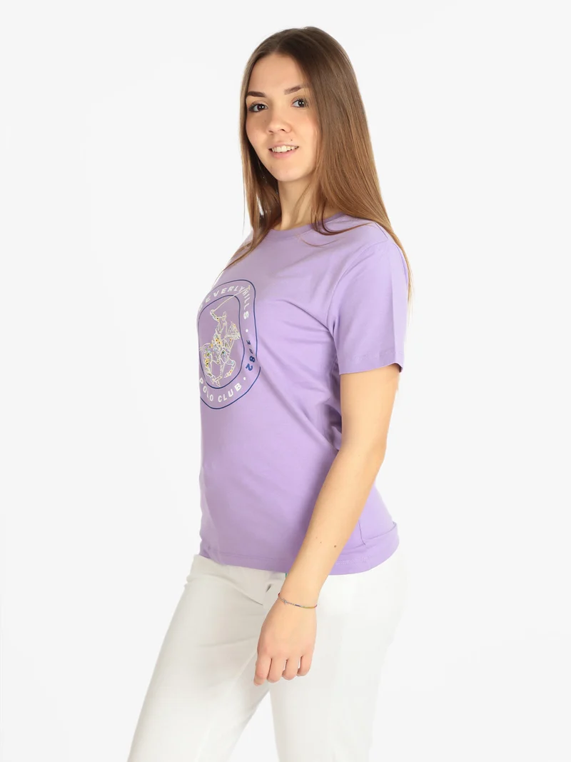 T-shirt donna con stampa logo - lilla