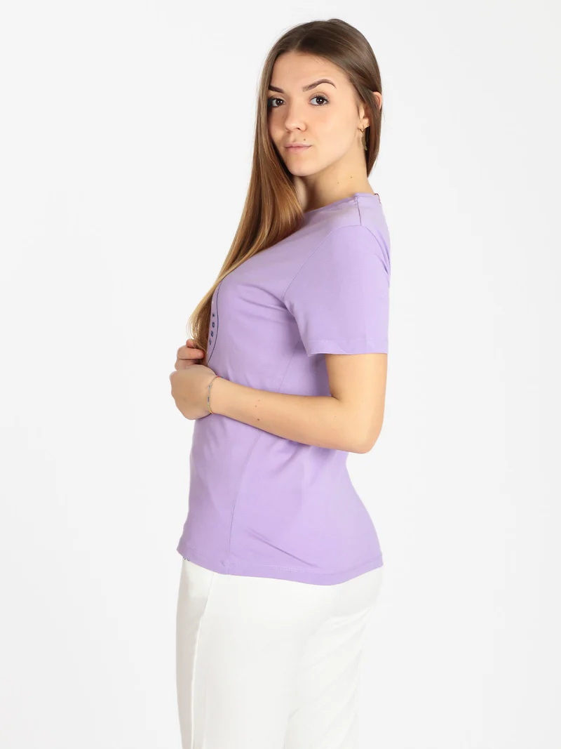 T-shirt donna con stampa logo - lilla