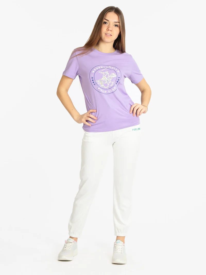 T-shirt donna con stampa logo - lilla