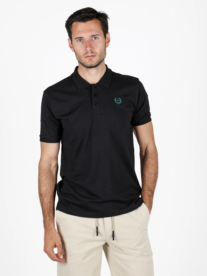 Polo da uomo in cotone a maniche corte - nero