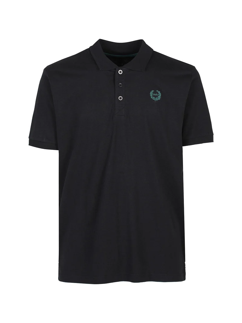 Polo da uomo in cotone a maniche corte - nero