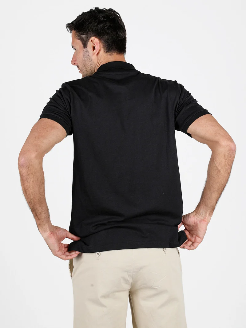 Polo da uomo in cotone a maniche corte - nero