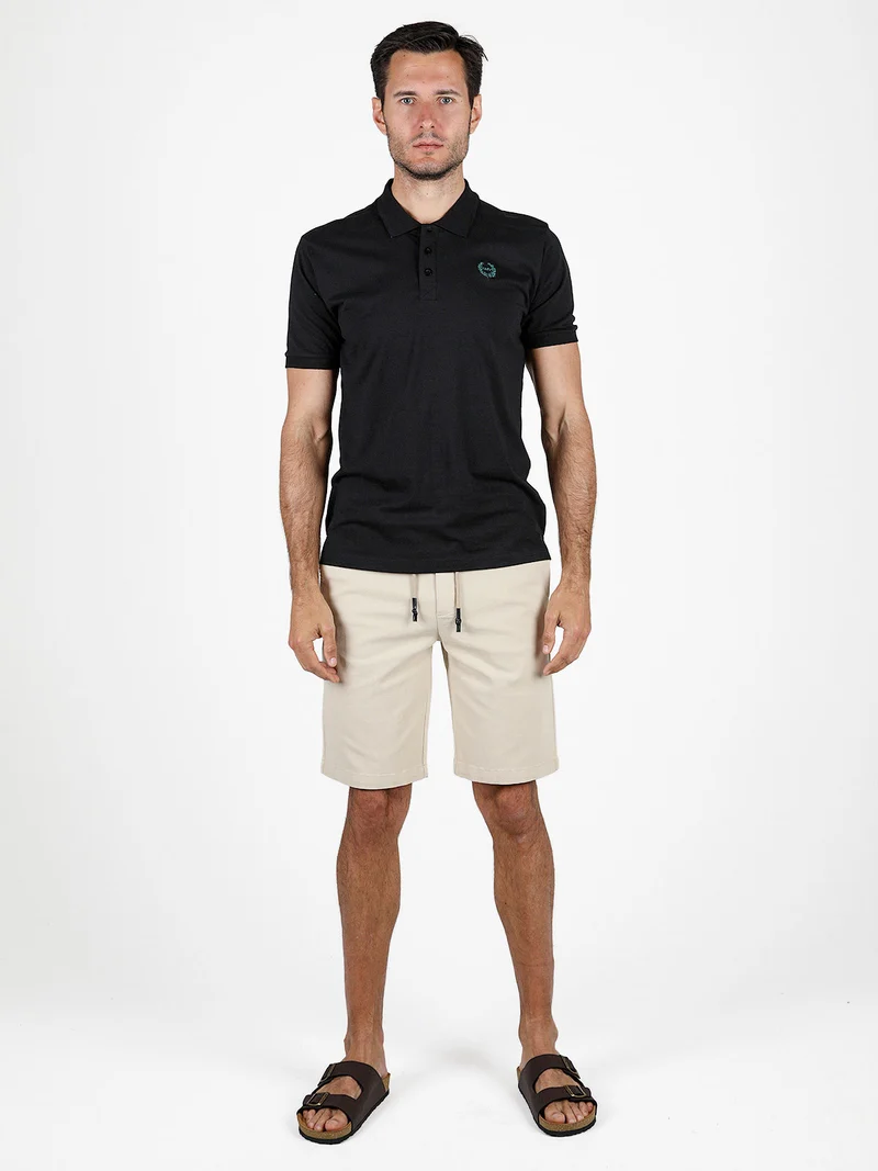 Polo da uomo in cotone a maniche corte - nero