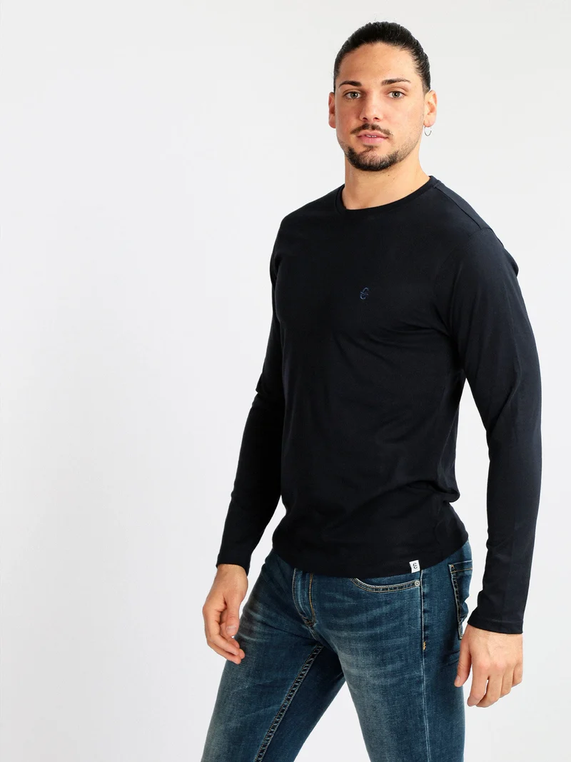 T-shirt uomo a manica lunga taglie forti - blu scuro