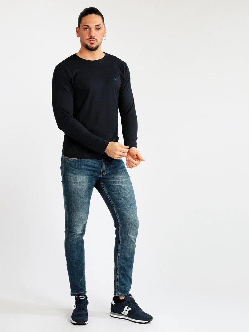T-shirt uomo a manica lunga taglie forti - blu scuro