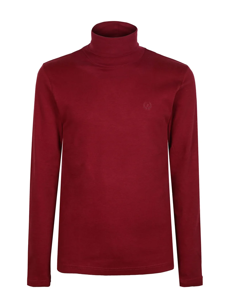 T-shirt manica lunga a dolcevita da uomo - bordeaux