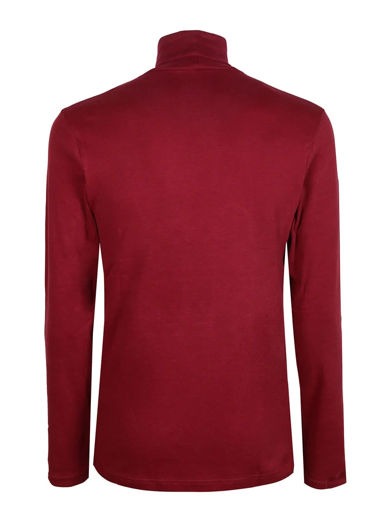 T-shirt manica lunga a dolcevita da uomo - bordeaux
