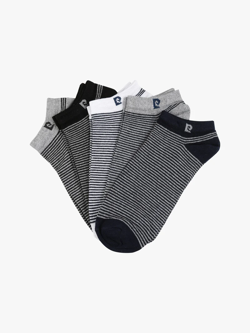 Set di 5 paia di calze corte rigate da uomo - grigio