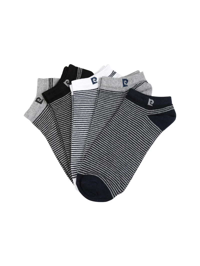 Set di 5 paia di calze corte rigate da uomo - grigio