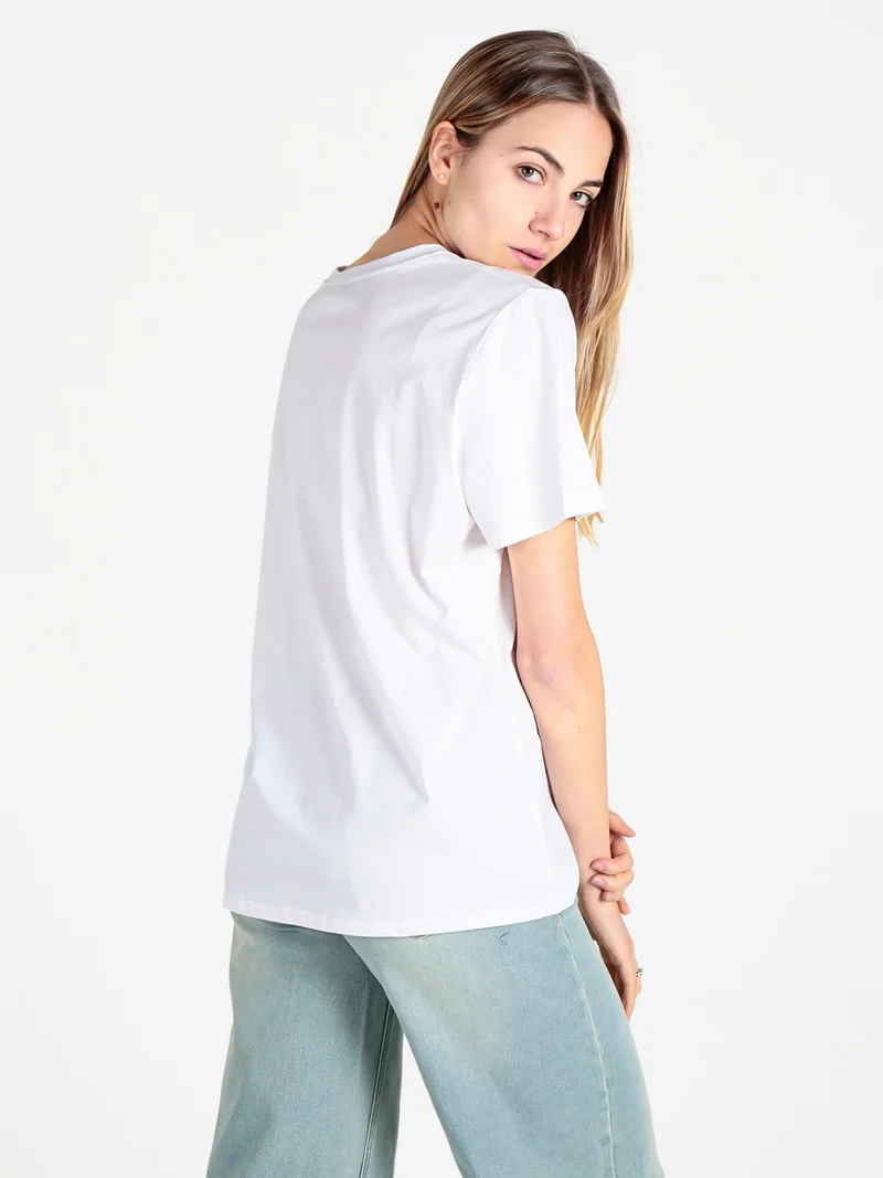T-shirt donna oversize con stampa fiori - giallo
