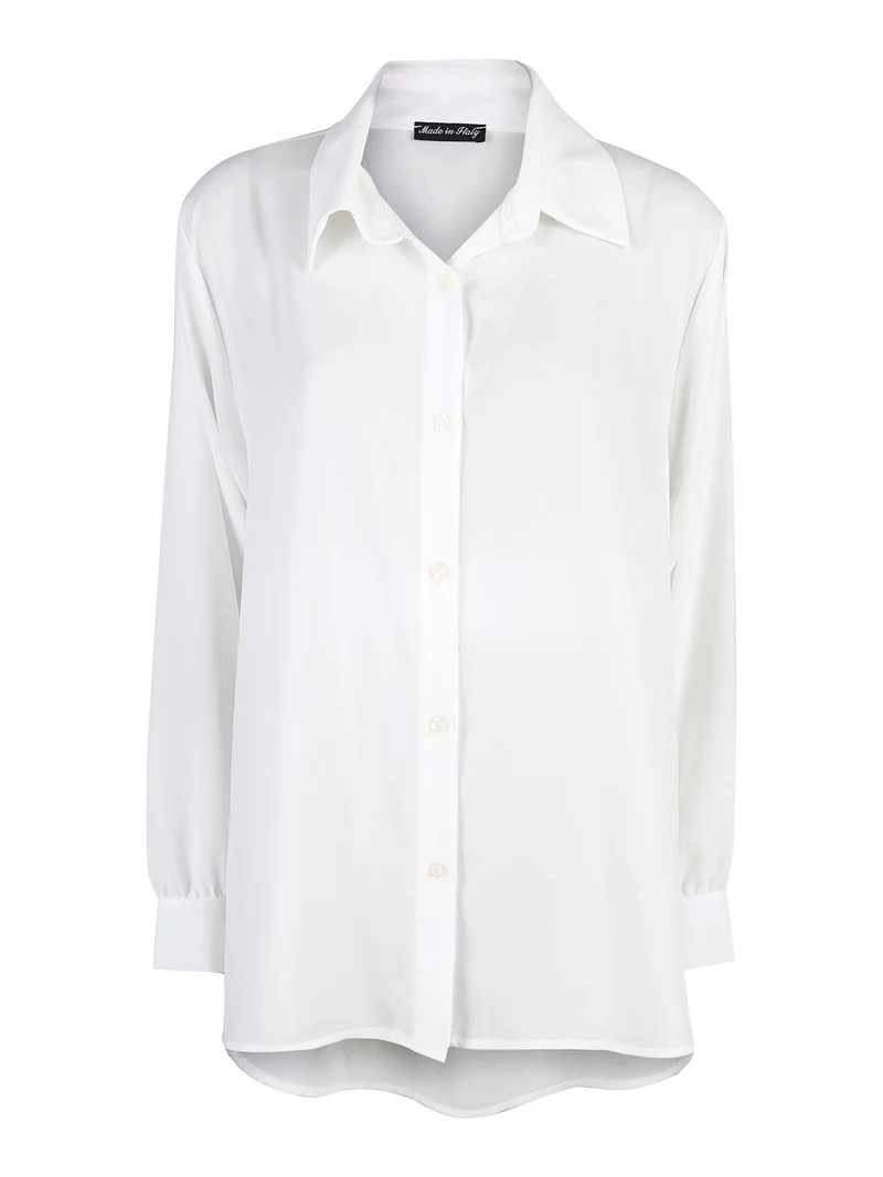 Camicia donna a maniche lunghe linea curvy - bianco