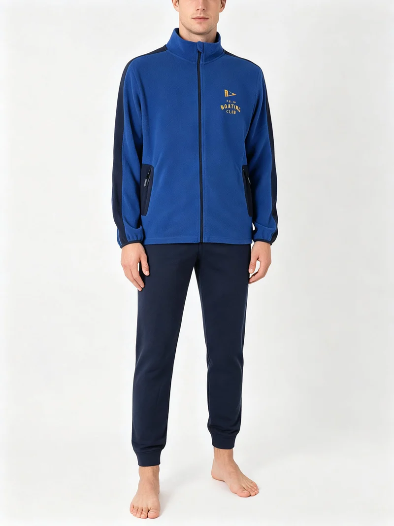 Completo tuta 2 pezzi da uomo in pile full zip - blu