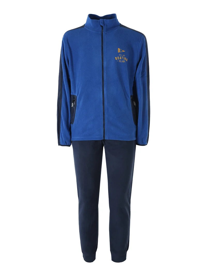 Completo tuta 2 pezzi da uomo in pile full zip - blu