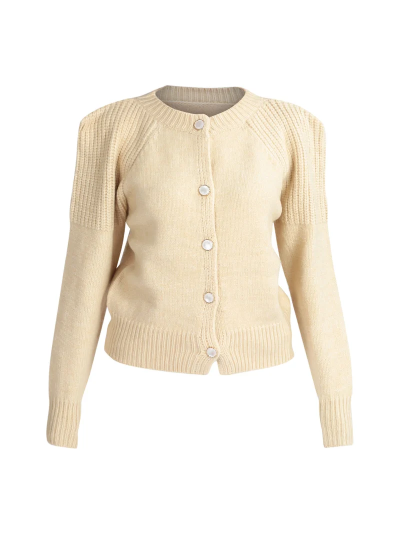 Cardigan da donna in maglia con bottoni - beige