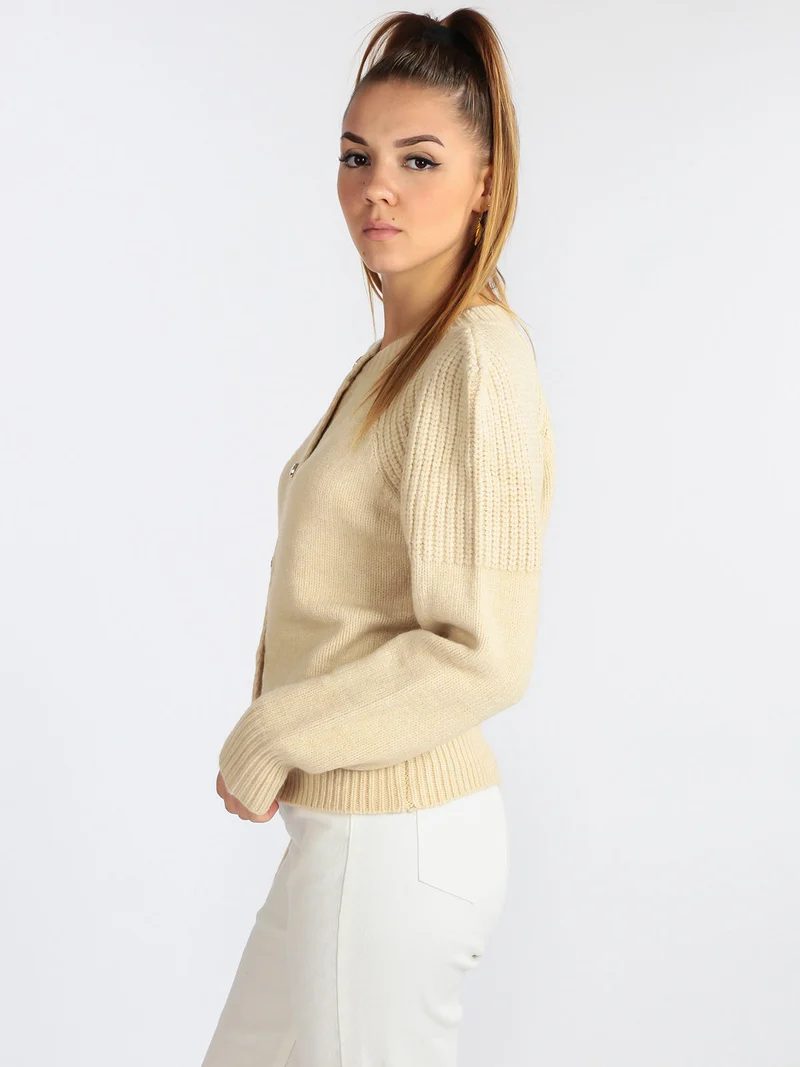 Cardigan da donna in maglia con bottoni - beige
