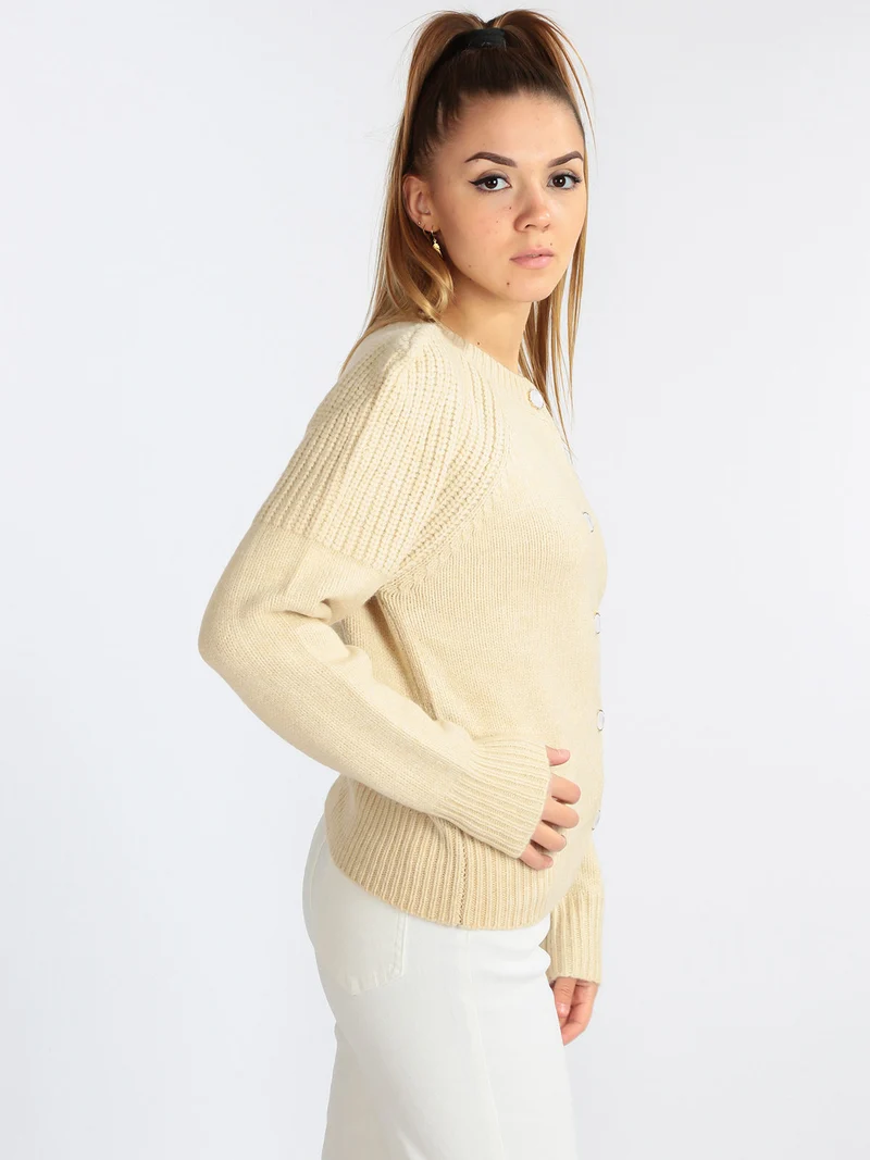 Cardigan da donna in maglia con bottoni - beige