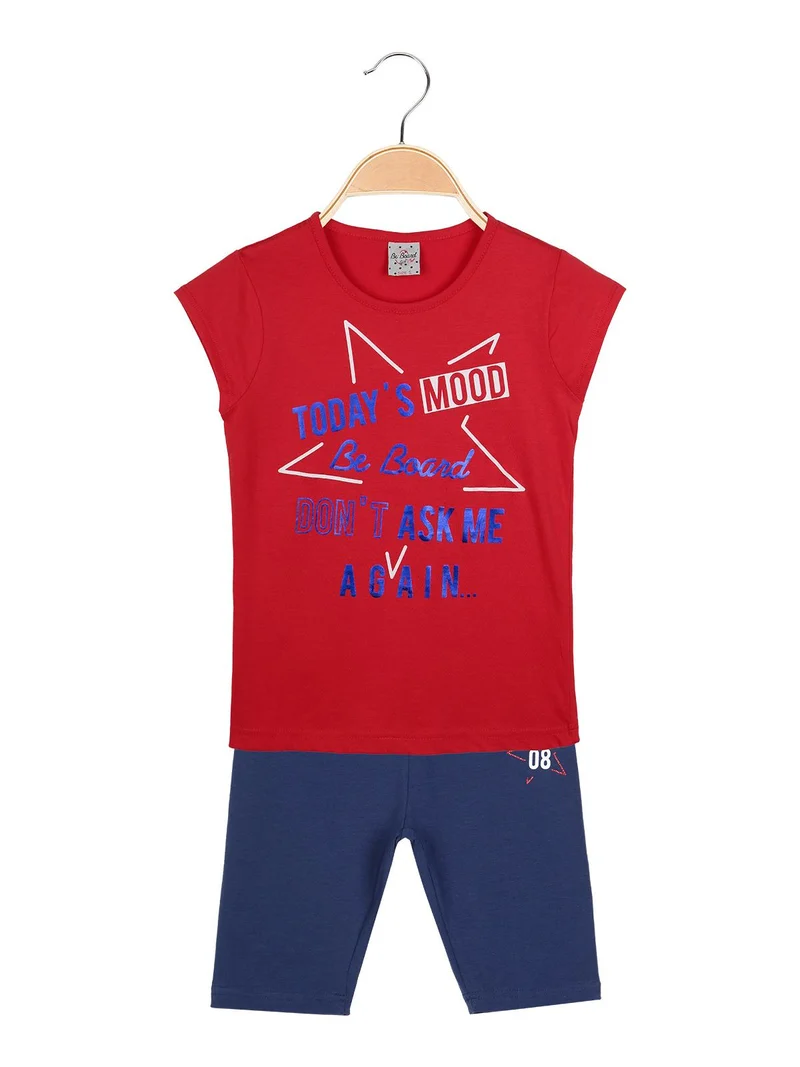 T-shirt con scritte + leggings 3/4 completo 2 pezzi in cotone - rosso
