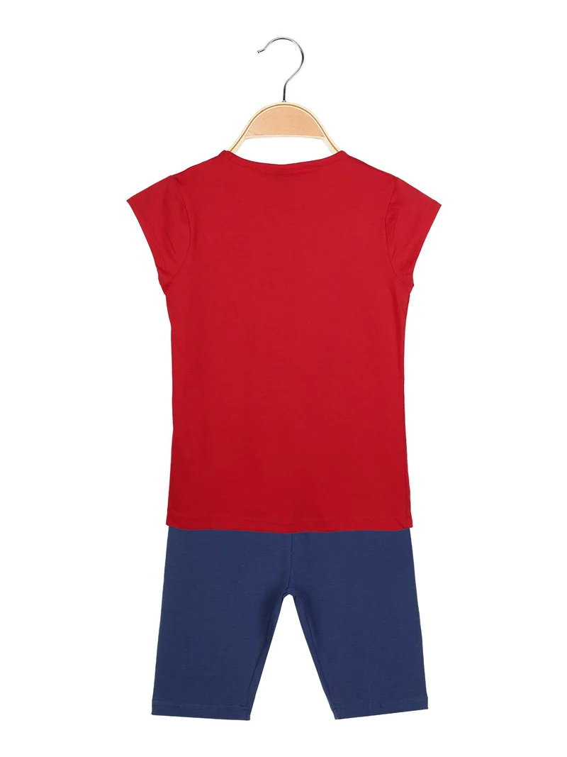 T-shirt con scritte + leggings 3/4 completo 2 pezzi in cotone - rosso