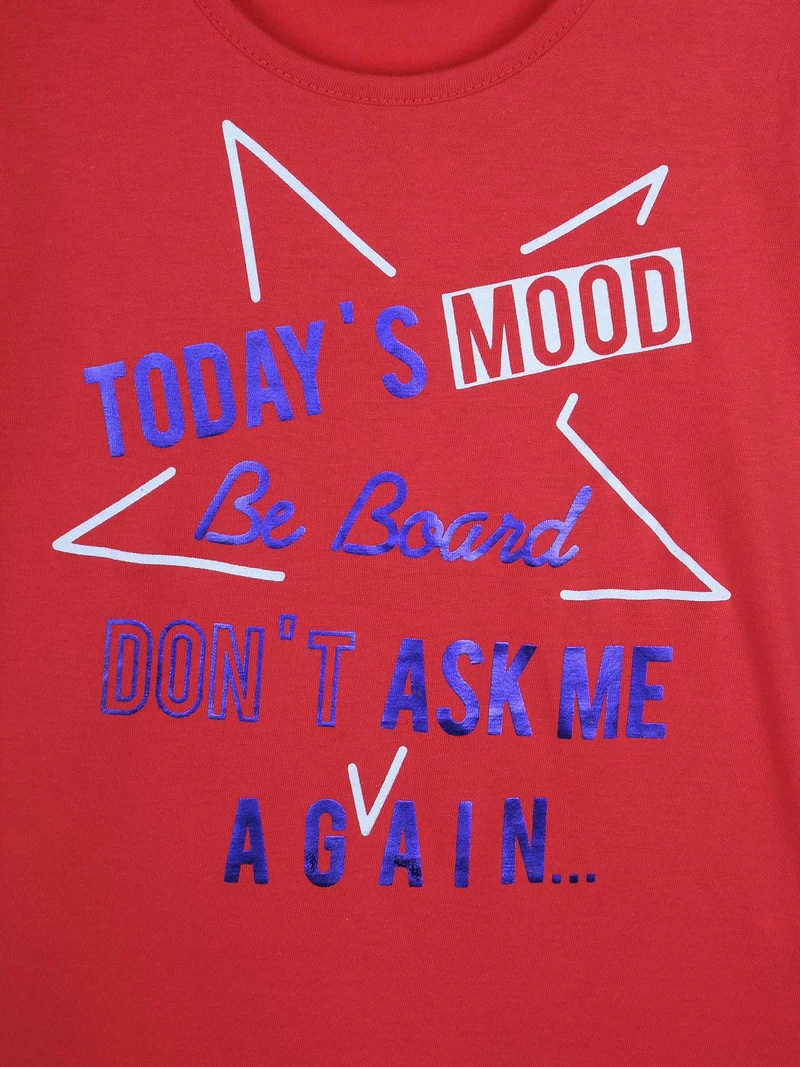 T-shirt con scritte + leggings 3/4 completo 2 pezzi in cotone - rosso