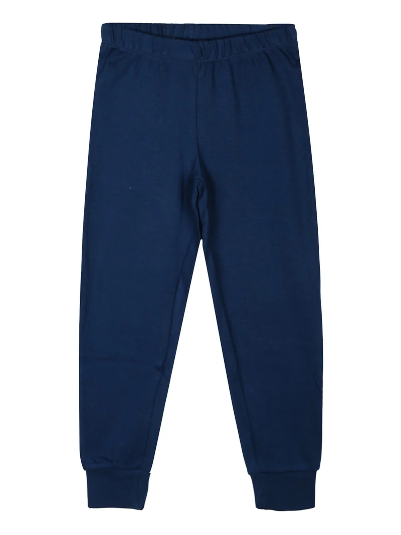 Pigiama lungo da bambina in cotone interlock - blu