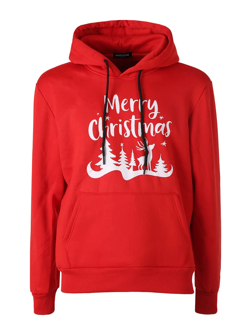 Felpa di Natale da uomo con cappuccio e interno felpato - rosso