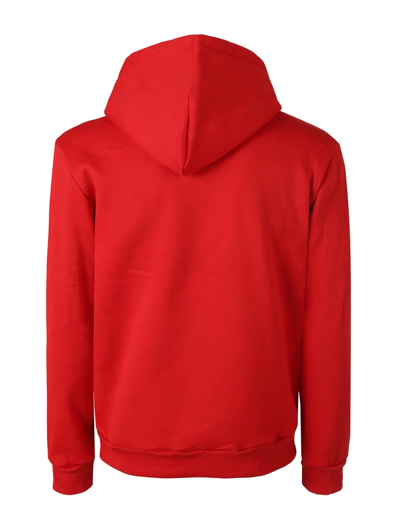 Felpa di Natale da uomo con cappuccio e interno felpato - rosso