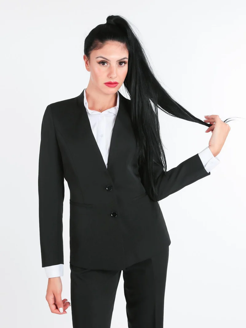 Blazer donna scollo alla coreana - nero