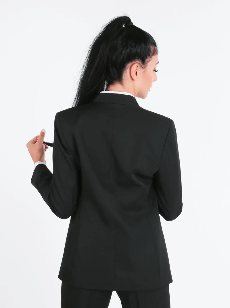 Blazer donna scollo alla coreana - nero