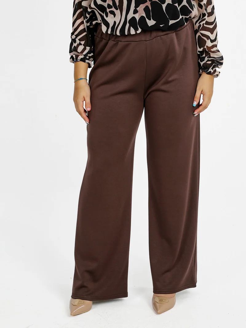Pantaloni donna a gamba larga - marrone