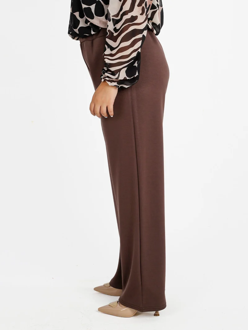 Pantaloni donna a gamba larga - marrone