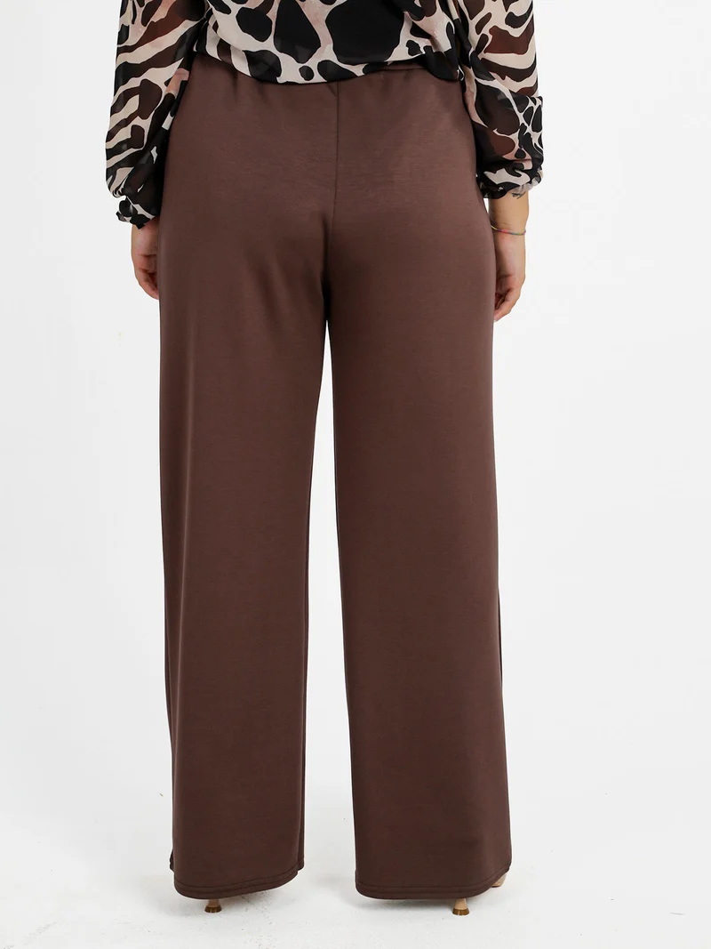 Pantaloni donna a gamba larga - marrone