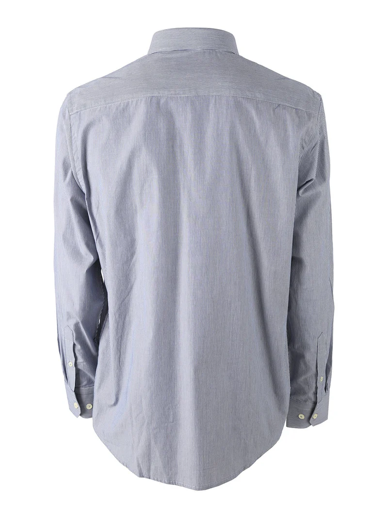 Camicia rigata da uomo in cotone a maniche lunghe - blu