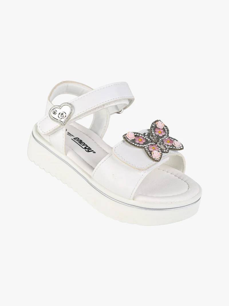 Sandali da bambina gioiello con platform e cintruini a strappo - bianco