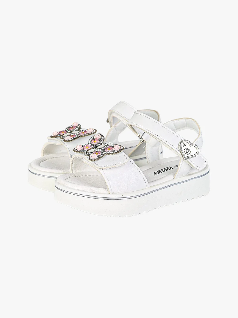 Sandali da bambina gioiello con platform e cintruini a strappo - bianco