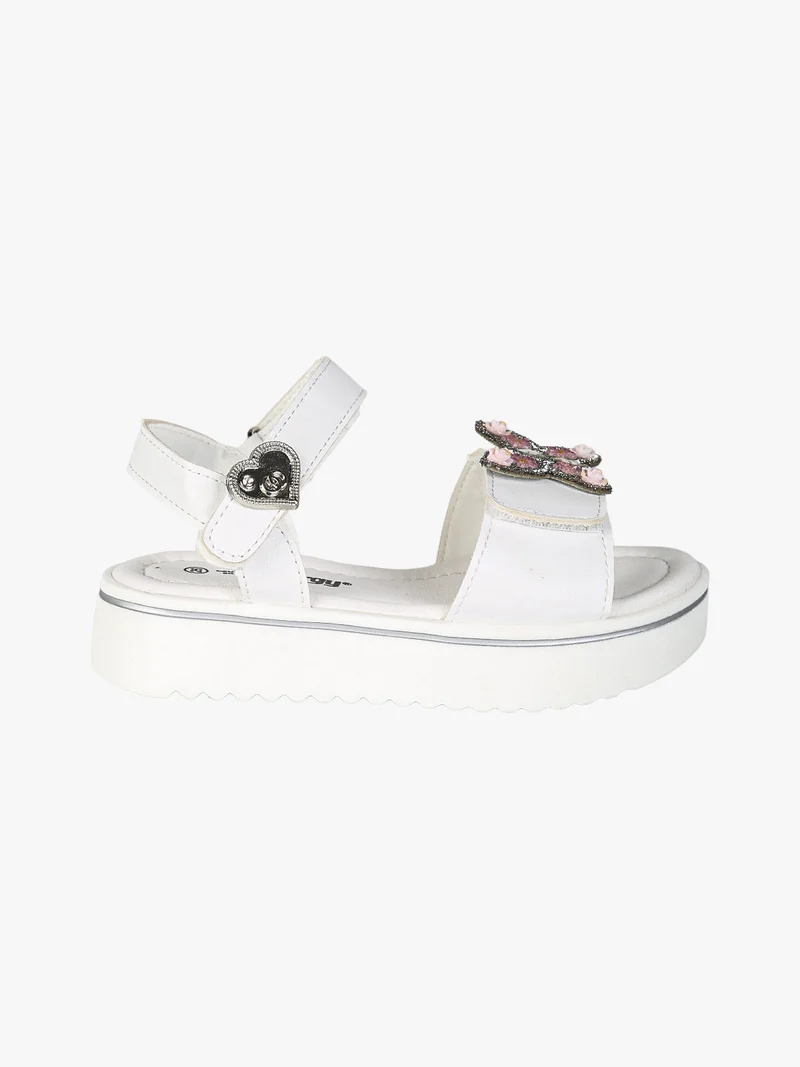 Sandali da bambina gioiello con platform e cintruini a strappo - bianco