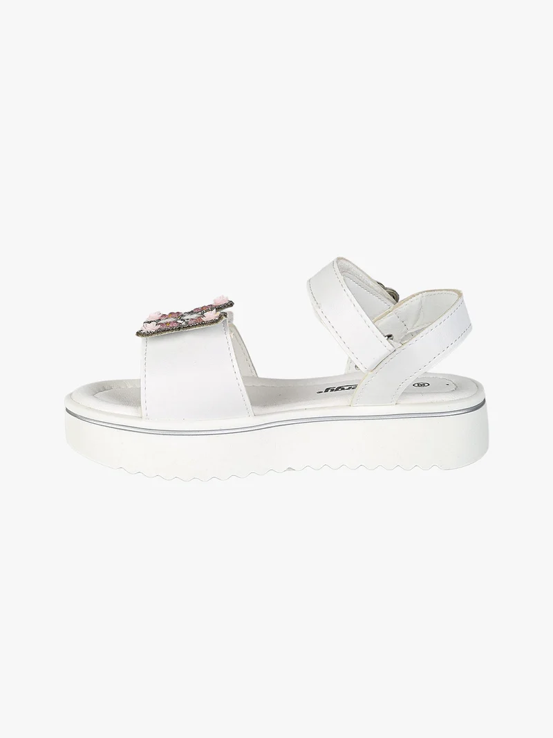 Sandali da bambina gioiello con platform e cintruini a strappo - bianco