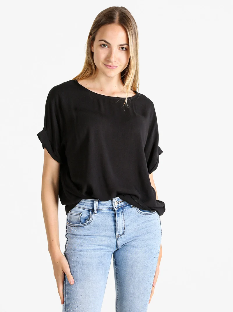 Blusa donna a maniche corte - nero