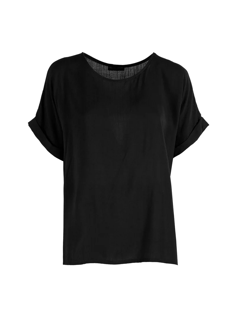 Blusa donna a maniche corte - nero